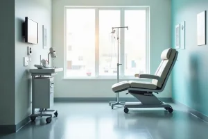 Αίθουσα ημερήσιας νοσηλείας ογκολογικού ιατρείου με πολυθρόνα θεραπείας