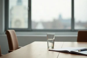 Αίθουσα συσκέψεων γραφείου με τραπέζι και φυσικό φως